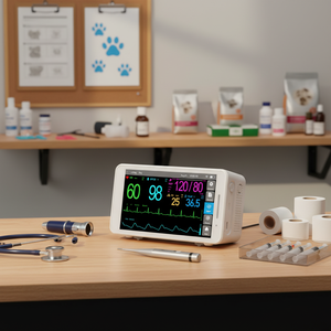 Vericare 동물용 활력징후 모니터 JM-5, 5.5인치 터치스크린, 체온(TEMP), 산소포화도(SPO2), 비침습혈압(NIBP), 심전도(ECG), 맥박수(PR) 측정 휴대용 소동물 병원 클리닉 장비 - Product Image 5