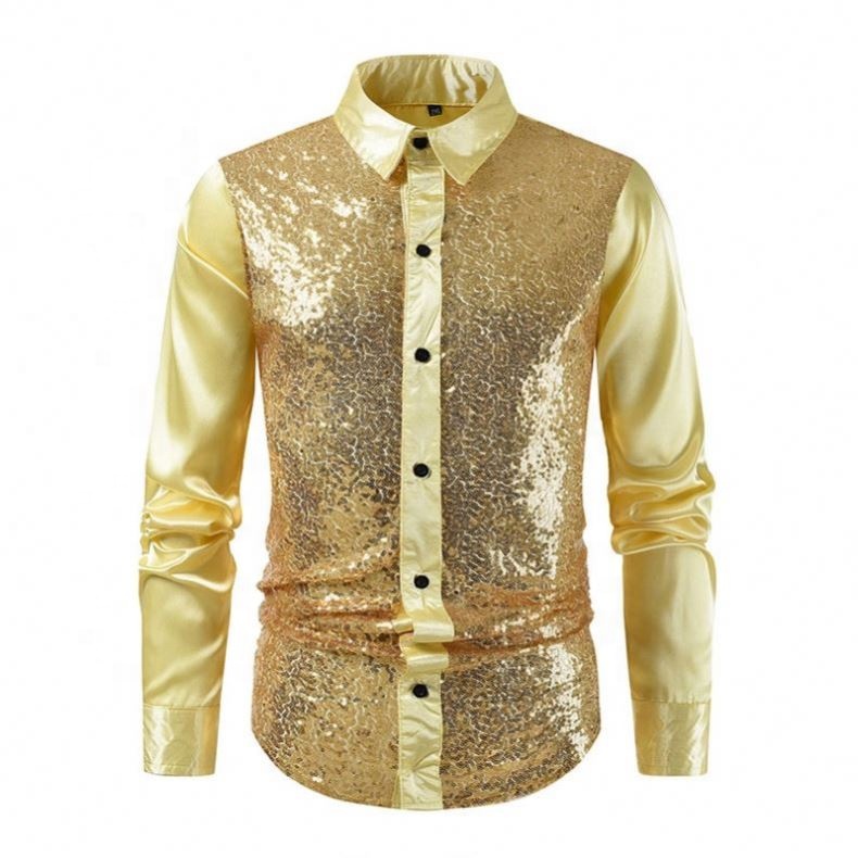 slim fit dress slacks Gold Satin Regular Fit French Cuff Dress Shirt, Tie & Hanky Set main image 0