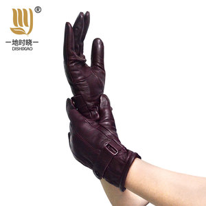 Gants d'hiver <span class=keywords><strong>en</strong></span> <span class=keywords><strong>cuir</strong></span> tactiles respirants <span class=keywords><strong>pour</strong></span> la conduite, <span class=keywords><strong>pour</strong></span> hommes et femmes, noir et bordeaux, faible MOQ, expédition rapide, haute qualité, durables - Product Image 4