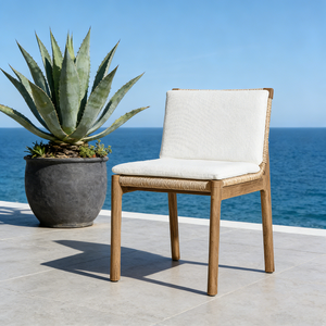 Sedia da Pranzo con Braccioli in Legno di Teak di Alta Qualità per Esterni, con Cuscino Impermeabile ad Asciugatura Rapida, per Ville, <span class=keywords><strong>Hotel</strong></span>, Ristoranti e Lounge sul Tetto - Product Image 1