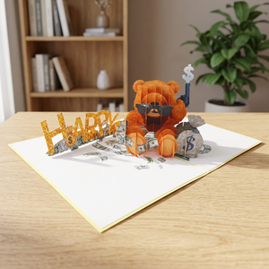 Customizable Art <b>Paper</b> <b>Handmade</b> Custom Logo Offset Handicraft 3D Love Bear Pop-up Wedding Birthday Card - Product Image 3