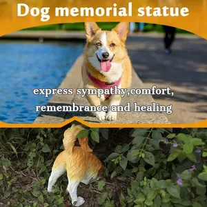 Dekorasi kebun anjing penggali realistis US-Resin kuning & putih, tahan cuaca untuk teras halaman - Product Image 6