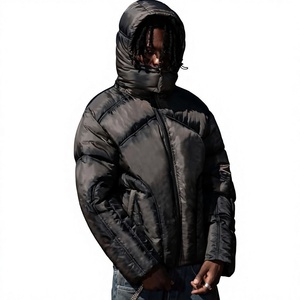 Veste matelassée unisexe noire, fermeture éclair, coupe-vent, anti-UV, rembourrage en polyester écologique, manteau d'hiver décontracté, coupe régulière - Product Image 3