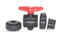 Vanne à boisseau sphérique manuelle 2 voies Pvc Upvc Double vanne d'eau Type de vis Vente en gros compacte Filetée True Union Vanne à boisseau sphérique en plastique Grip