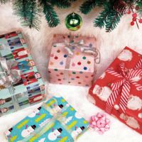 Kit de papier cadeau de Noël à la mode 2025 avec nœud et rubans pour l'emballage de cadeaux de fête