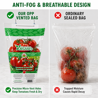 Op maat gemaakte logo tomaten gravure bedrukte staande pouch zak, food grade, hitte verzegelbaar, CPP transparant, trapeziumvormig, voor fruit en groenten van de boerderij