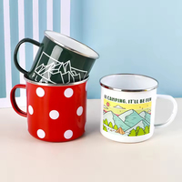 Fabricants, vente en gros, tasses à café en émail rétro colorées et créatives, personnalisées, avec couvercle