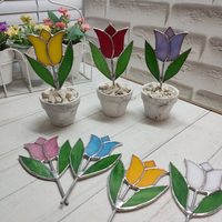 Vase à fleurs en verre recyclé YAPPIE, design Art Déco, magnifiques tiges violettes, décoration de jardin, décor en cristal, attrape-soleil