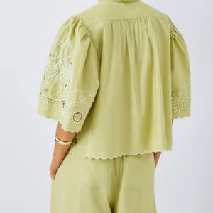 Nouvelle Collection 2025 – Ensemble en Lin OEM pour Femme : Haut et Robe Courte Décontractée d'Été, 2 Pièces, Motif Uni, Coton Brodé – Meilleure Vente - Product Image 3
