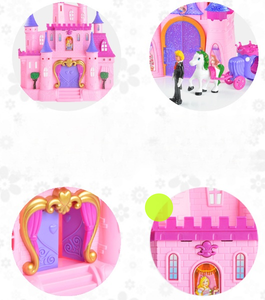 Ensemble de maison de poupée pour enfants à <span class=keywords><strong>vendre</strong></span>, jeu de maison de poupée en plastique, château avec lumière et musique - Product Image 4