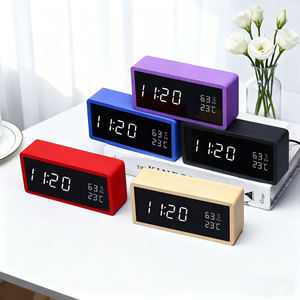 Modern Bamboo Digital Led Alarm Clock With Backlight <b>Snooze</b> Function For Home Office Study Desk Accessories - Product Image 1