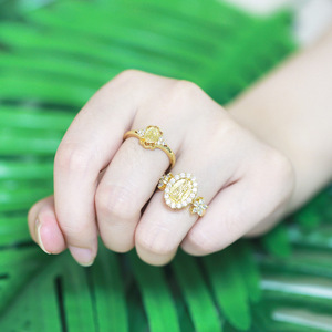 Bague religieuse plaquée or 18 carats CZ bagues de <span class=keywords><strong>doigt</strong></span> réglables catholique notre-<span class=keywords><strong>dame</strong></span> de gua alupe vierge marie bagues bijoux pour femmes - Product Image 6