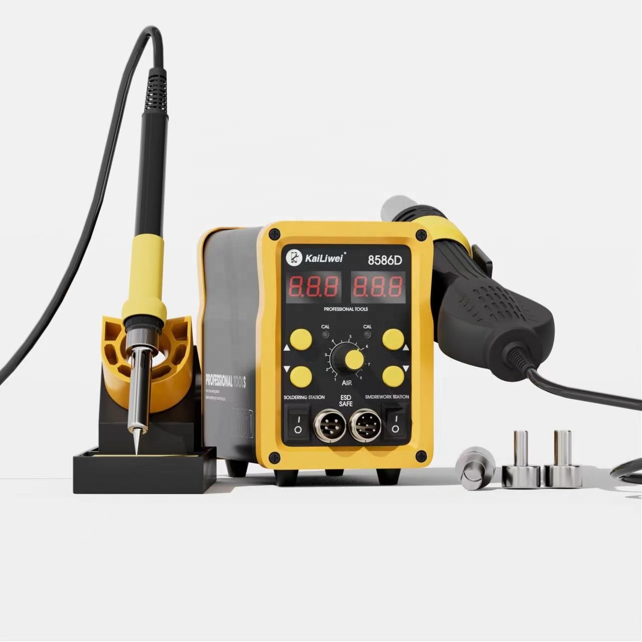 Stazione Di Saldatura 858D Ad Aria Calda 220V - Pistola Termica, 8 Ugelli, Per Riparazione SMD, BGA, Circuiti Elettronici