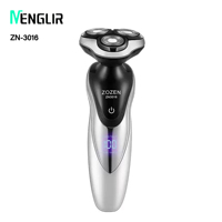 MENGLIR 3016 Nouveau Rasoir Électrique Homme Triple Lame Sans Fil Rechargeable USB Écran LED Étanche Verrouillage de Sécurité Visage Hôtel