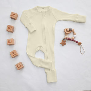 Mameluco de fabricantes personalizados 100% algodón Waffle tela Cierre de botón a presión para la temporada de primavera - Product Image 2