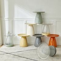2025 Table d'appoint en plastique à dessus rond minimaliste moderne Table basse verre matériel meubles de maison pour salon