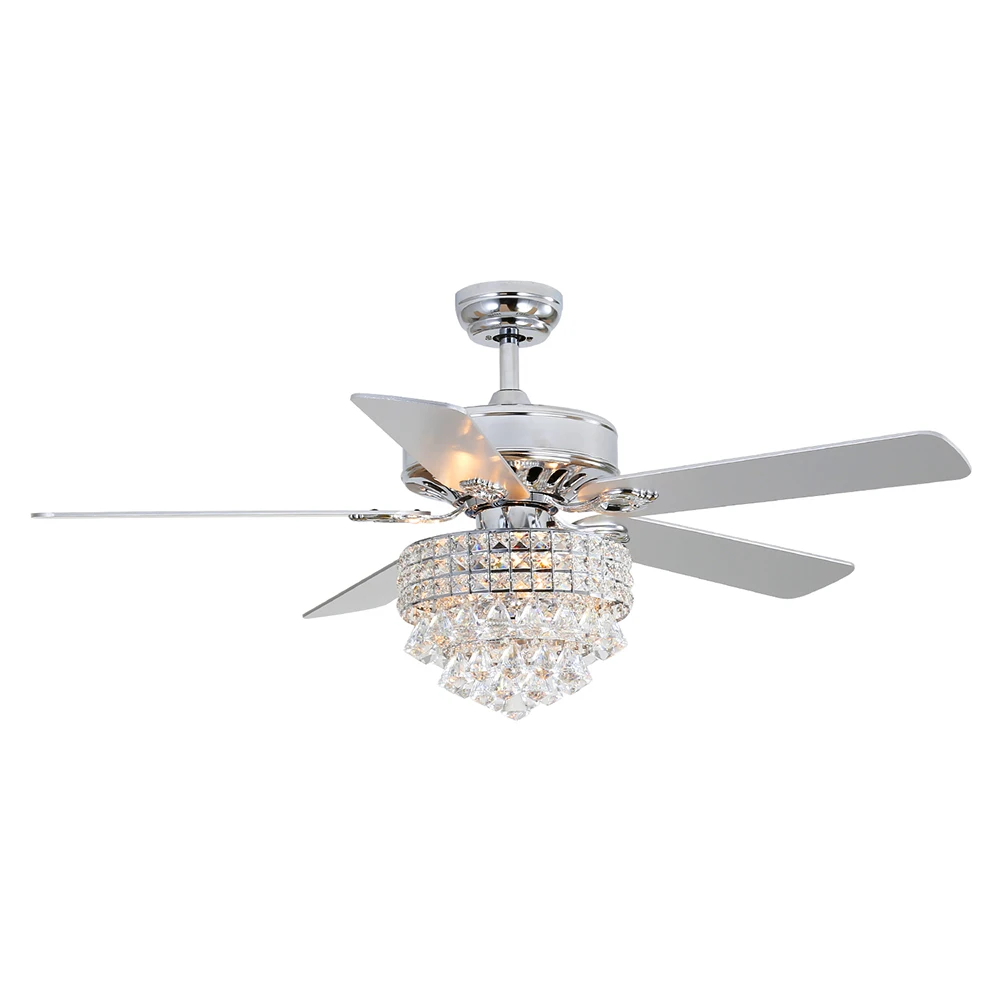 Full copper wire 52inch crystal led ceiling fans with remote control 220V decoration ceiling fan lights