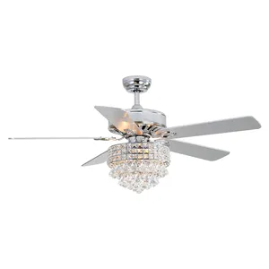 Full copper wire 52inch crystal led ceiling fans with remote control 220V decoration ceiling fan lights