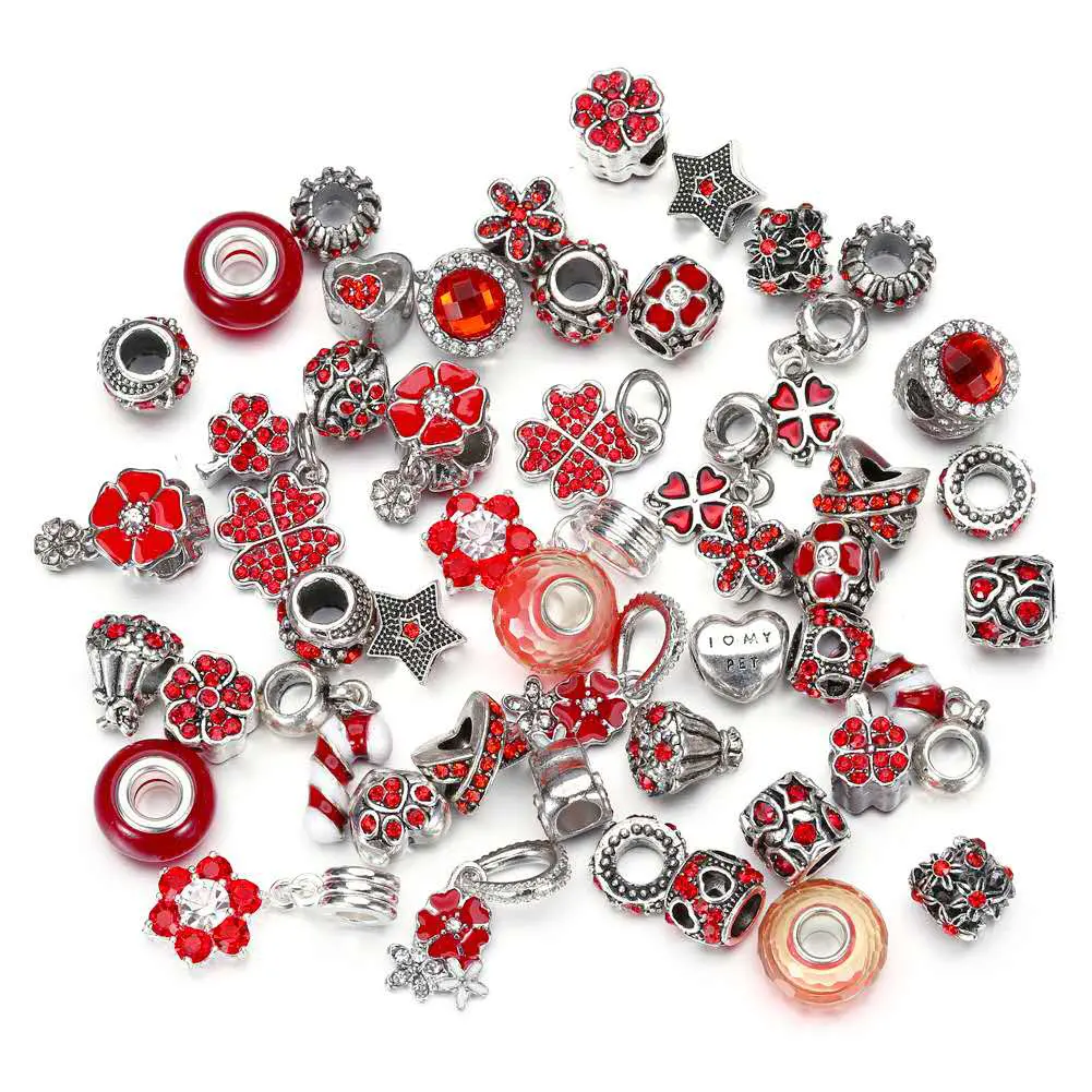 50pcs/set wholesale bulk lots gemstone beads designer charms bracelet charms for bracelet jewelry making
