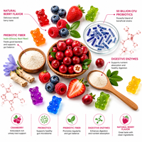 Gummies Probiotiques à la Canneberge 50 Milliards de CFU Marque Privée OEM avec Prébiotiques & Enzymes Digestives Saveur Baies Végétaliennes