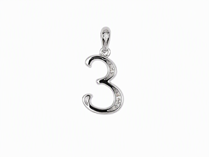 Elegant 18K White <b>Gold</b> Diamond <b>Number</b> 3 Pendant 0.280ct 18 Stones 1.07g Perfect for Everyday Wear - Product Image 2
