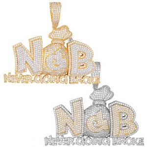 2023 baru modis Hip Hop pria kalung liontin es Bling kubik huruf zirkon dua nada berlapis perhiasan untuk pesta pernikahan - Product Image 2