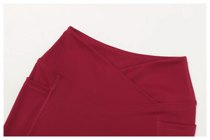 Ensemble <span class=keywords><strong>de</strong></span> yoga sportif uni avec logo personnalisé, taille haute, col en V, sans couture, respirant, anti-transpiration, leggings courts pour <span class=keywords><strong>femmes</strong></span> - Product Image 6