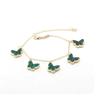 Hot selling gold plated famous brand 4 leaf clover bracelet jewelry adjustable double sided butterfly bracelets women