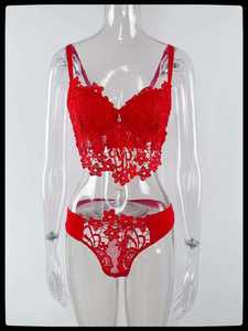 YCH pakaian dalam renda seksi Eropa dan Amerika Serikat dua potong baju Dalaman kamisol plus celana dalam setelan Erotis - Product Image 3