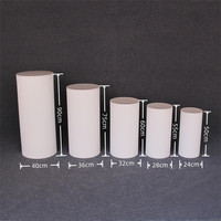 Ensemble de 5 plinthes cylindriques en métal blanc ondulation en fer présentoir Dessert Table support accessoire pour la décoration de fête d'anniversaire de mariage