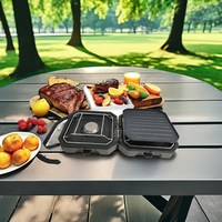 2024 Mini réchaud pliable intérieur-extérieur portable pour barbecue deux réchauds à gaz de type filet en acier et acier inoxydable pour le camping