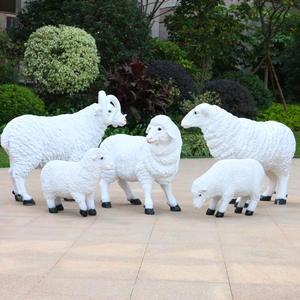 अनुकूलित पर्यावरण के अनुकूल फाइबर ग्लास हाथ मोडेल्ड सफेद बकरी मूर्तिकला अनुकरण पशु मूर्तिकला आउटडोर - Product Image 1