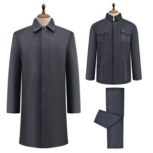 Мужской шерстяной саван, современное платье из овечьей шерсти, костюм Мао, куртка, одежда, брюки, комплект из трех предметов, кремация, синее погребение - Product Image 1