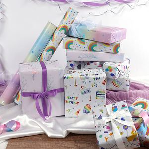 Wholesale Disposable Coated Soft Metallic Birthday Wrapping <b>Paper</b> Roll 80gsm 43*300cm Luxury Custom Gift Packaging - Product Image 1