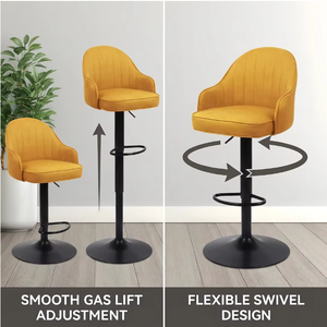 Chaises <span class=keywords><strong>de</strong></span> <span class=keywords><strong>bar</strong></span> pivotantes rembourrées en PU haut <span class=keywords><strong>de</strong></span> gamme pour îlot <span class=keywords><strong>de</strong></span> cuisine, comptoir <span class=keywords><strong>de</strong></span> petit-déjeuner, restaurant et mobilier <span class=keywords><strong>de</strong></span> salle à manger - Product Image 1