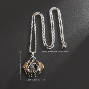 2025 oro placcato <span class=keywords><strong>angelo</strong></span> <span class=keywords><strong>e</strong></span> diavolo doppio ciondolo collana per gli uomini - Product Image 6
