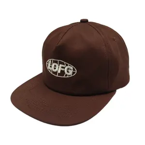 Entwerfen Sie Ihr eigenes Logo Baumwolle flache Krempe 5 Panel Snap Back unstrukturierte Cord Cap Hut Großhandel