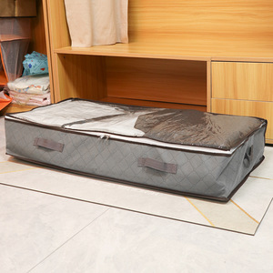 Under Bed Quilt Storage Bag Grey Rectangle <b>Foldable</b> Bedroom Organization Storage <b>Box</b> For Cotton Quilt And Clothing - Product Image 1