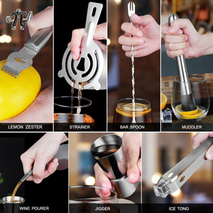 11-mảnh thép không gỉ tái sử dụng bartender Kit Cocktail Shaker <span class=keywords><strong>Set</strong></span> <span class=keywords><strong>Bar</strong></span> công cụ uống trộn nhà bartending Kit tất cả các thiết yếu - Product Image 5