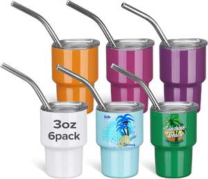 Mini-gobelet à shot avec paille et couvercle en acier inoxydable, pour whisky et vin, 3 oz, verres à shot pour sublimation - Product Image 1