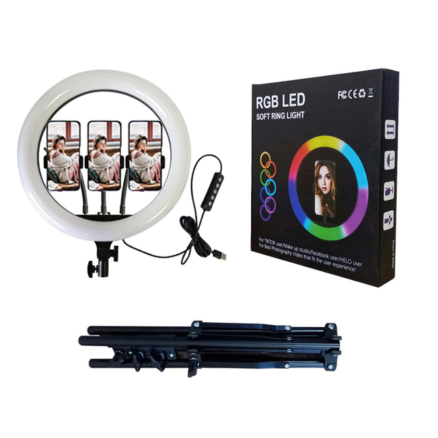 14INCH RGBCCT Circle Ring Light with Phone Holder Tripod Stand for YouTube Video Photography Aros De Luz LED RGB Lighting