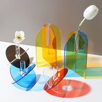 Vase en tube de cristal géométrique moderne et coloré, esthétique, pour mariage, décoration de bureau, porte-fleurs pour la maison et centre de table
