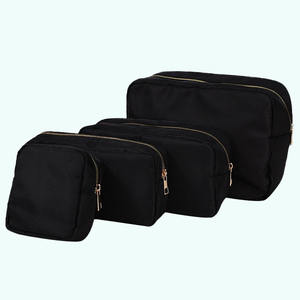 Sac cosmétique en nylon rayé personnalisable avec fermeture éclair, grande capacité, style féminin, imperméable, écologique, couleurs vives, quatre compartiments - Product Image 5