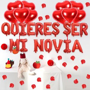 Globo de 16 Pulgadas Rojo con Letras 'QUIÉRRES SER MI NOVIA' de Mylar con Corazón, Decoración Romántica para Propuesta de Matrimonio o San Valentín - Product Image 3