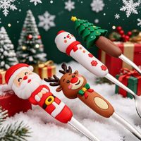 Ensemble de couverts de Noël en acier inoxydable doré, design Père Noël, sapin et poupée, cuillère et fourchette amusantes et mignonnes pour la table à manger