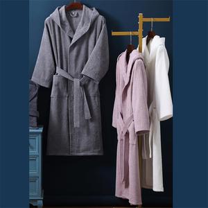 Vêtement de nuit pour femmes, pyjama, peignoir à capuche en coton, peignoir unisexe pour la coiffure, peignoir de bain - Product Image 2