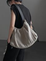 Sac de voyage léger en toile grande capacité avec cordon de serrage, style tendance urbaine pour porté en bandoulière