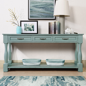 Wood Console <b>Table</b> 63inch 3 Drawers 1 Shelf Entryway Hallway Sofa <b>Table</b> Easy Assembly Extra Thick - Product Image 1