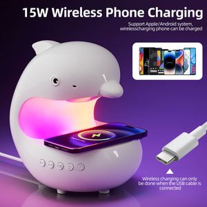 RGB <b>LED</b> Wireless Charging Battery Nightlight Bedroom <b>Bedside</b> <b>Table</b> Lamp Dimmable Dolphin Modern Design Home Atmosphere Lighting - Product Image 4