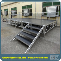Structure de scène modulaire en aluminium 10m x 6m rectangulaire noire, installation rapide, sans soudure, pour affichage scénique